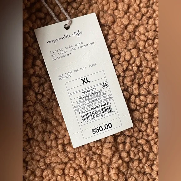 A New Day Teddy Bear Fuzzy Brown Jacket XL NEW Sherpa Parka Christmas Holiday - Picture 5 of 12